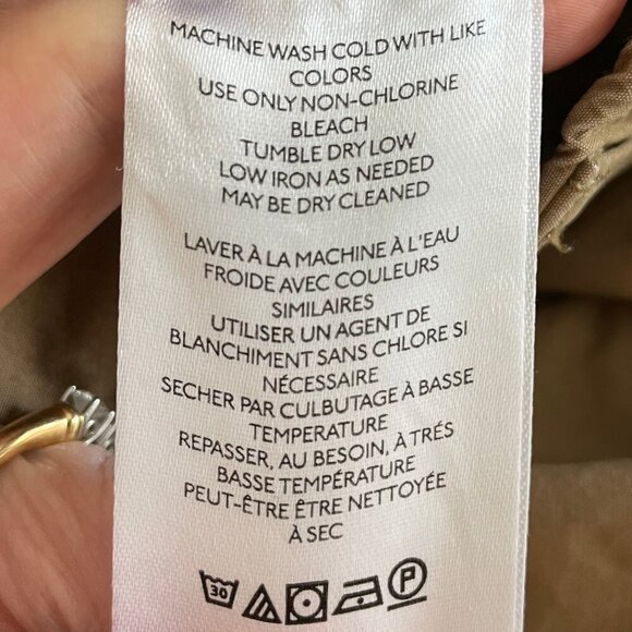 by Anthropologie Casual Hi Rise Barrel Style Cotton Cargo Pants Tan Green Sz 29 - Picture 13 of 14